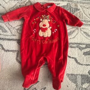 Christmas Newborn to 3 month footed onesie